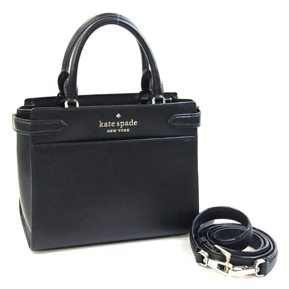 Kate Spade Stacy Small Satchel (WKRU7097), a pre-owned black leather shoulder‎